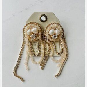 NWT Anthropologie Sunset Beaded Looped Drop Earrings Pink